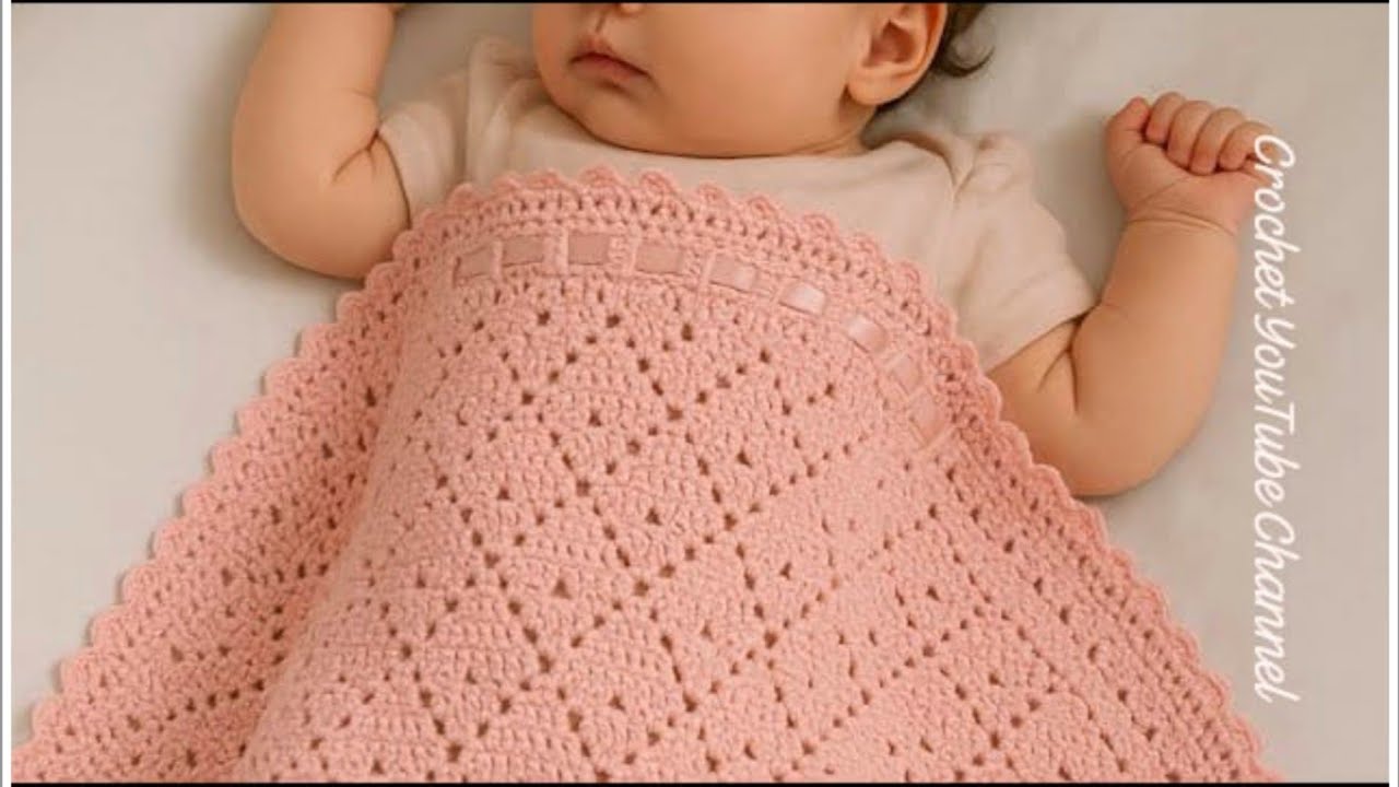 Одеяло для новорожденного 👶 с узором ✨ #вязаниекрючком #ручнаяработа / #crochet_YouTube канал с С...