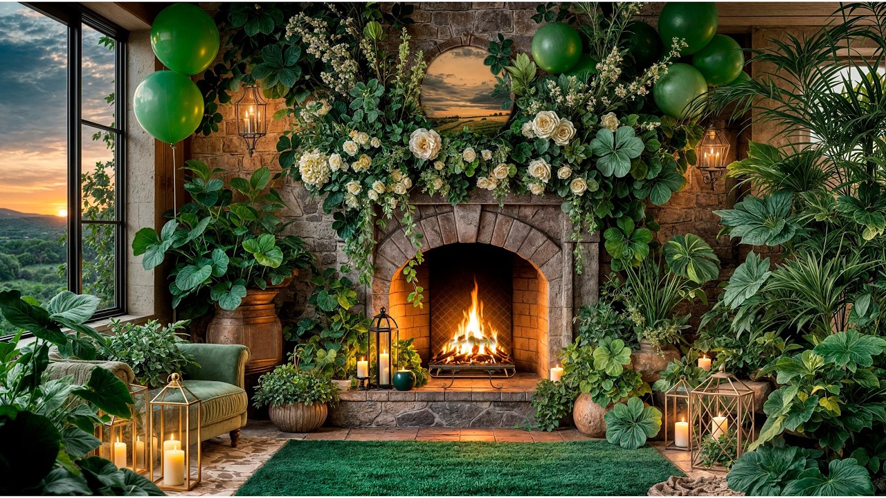 St Patrick’s Day Ambience | St Patrick’s Day Wallpaper | Saint Patrick’s Day Fireplace Background