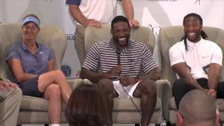Cardinals players carson palmer, larry fitzgerald, patrick peterson
and michael floyd took time out of their mornings to play the pro-am
in phoenix. they tal...