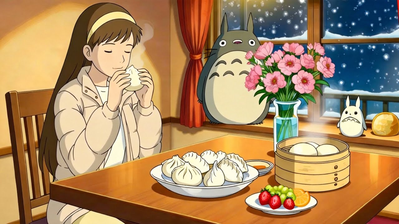 Cozy Handmade Dumplings in My Quiet Cottage | A Ghibli Style Snowy Day