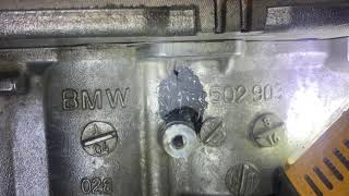 Repair cracked aluminum block w/Marine JB Weld.  Oil leak on BMW M54 engine post head gasket repair.
