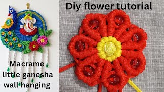 Diy macrame flower tutorial/ macrame little cute ganesha wall hanging/#ytshorts/#macrame/#shorts/#yt