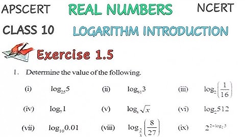 LOGARITHMS! CHAPTER 1! REAL NUMBERS! INTRODUCTION! EXERCISE 1.5! QUESTION NUMBER 1! CLASS 10
