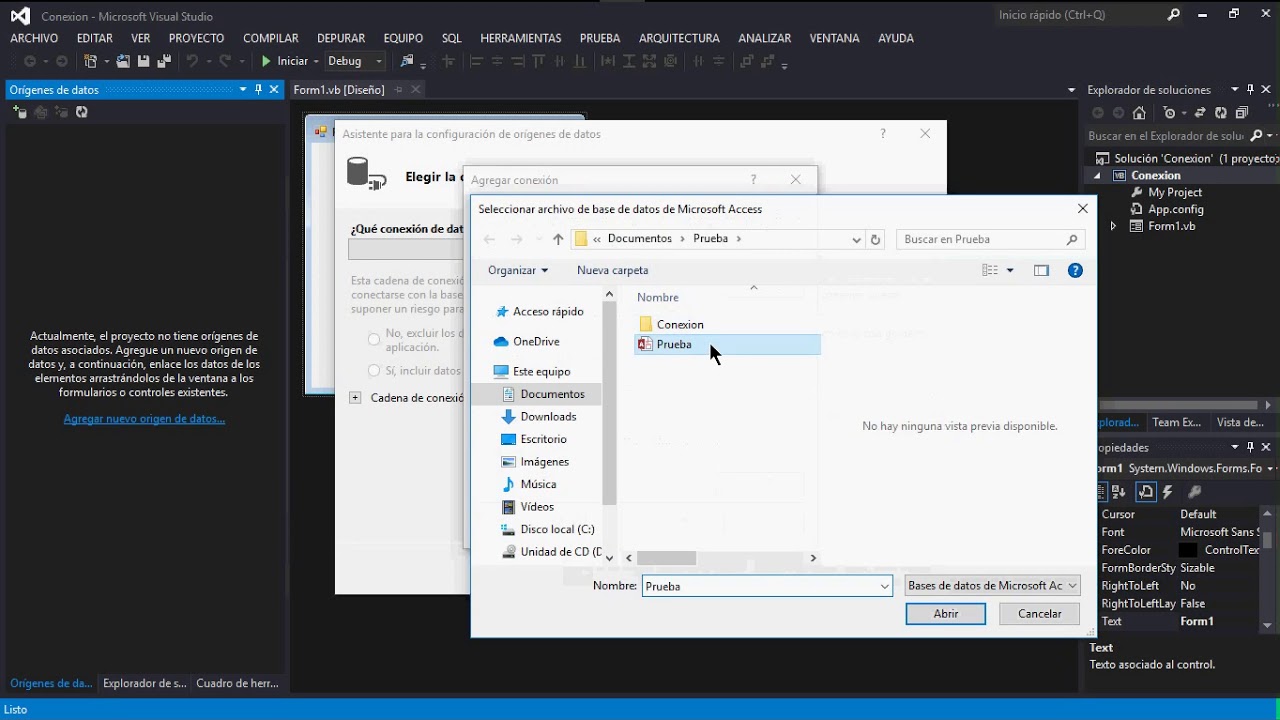 Conexion de visual basic 2012 y 2010 con Acces - YouTube