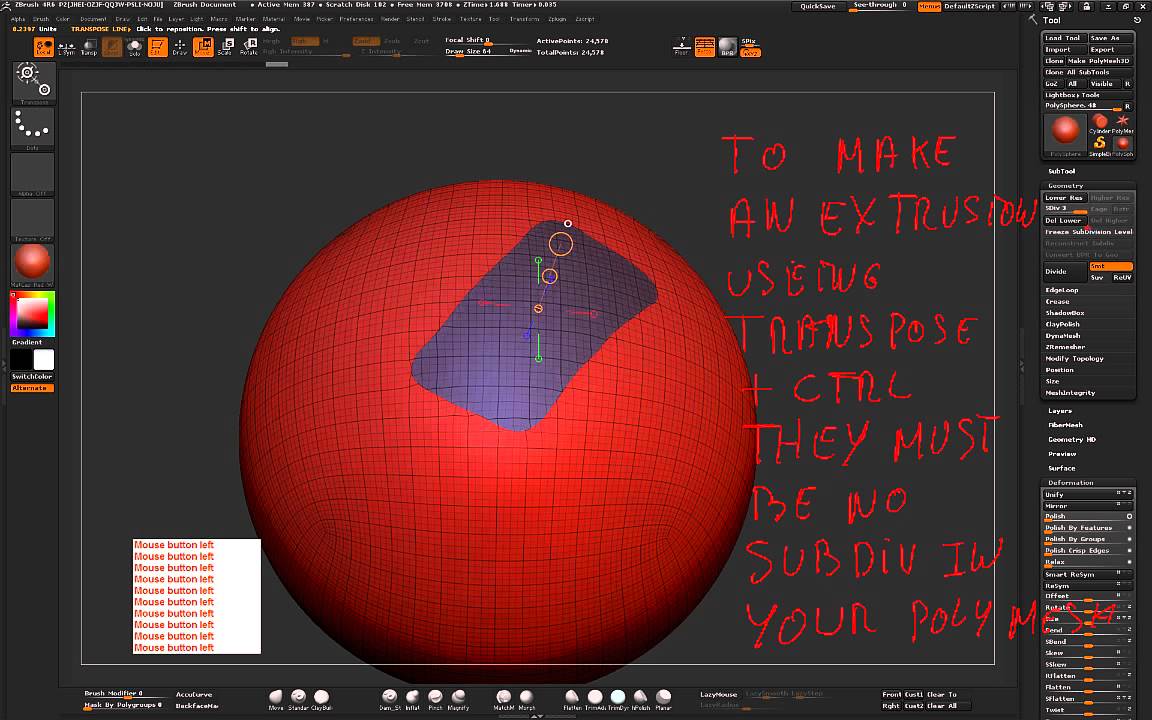 zbrush transpose extrude
