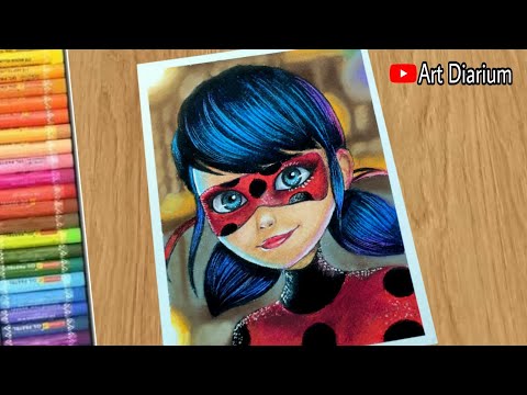 Miraculous Ladybug drawing with Oil Pastel - Step by Step