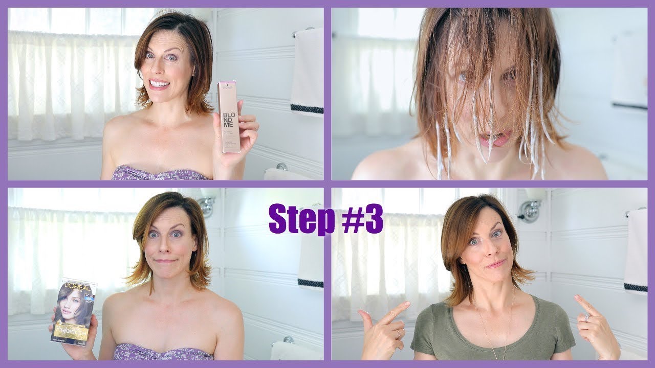 Dark Chocolate Brown to Light Ash Brown - Step #3:  Schwarzkopf Blond Me & L'Oreal Paris