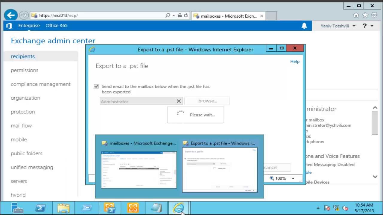 Exchange 2013 Import-Export PST File - YouTube