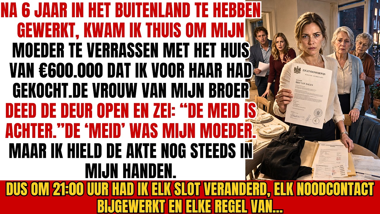 Mijn vliegtuig landde na zes jaar en ik reed rechtstreeks naar het huis dat ik voor mijn moeder had gekocht. Toen ik aanbelde, deed mijn schoonzus Marloes open, bekeek me van top tot teen en zei...