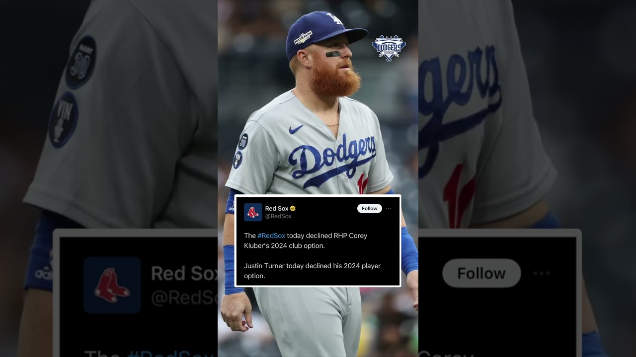 Former Dodger Justin Turner Declines Red Sox Option & Will Enter Free Agency👀💙 #baseball #shorts