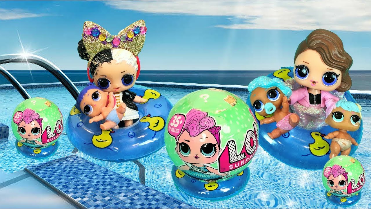 LOL Surprise Dolls Meet New Big Sisters at Swimming Pool! Toys and