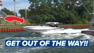 CIGARETTE WITH 1800 HP BLOWS PAST BOATS IN NO WAKE ZONE!! ⚠️ | POINT PLEASANT CANAL | JERSEY BOATS