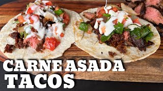 Carne Asada Tacos on the griddle