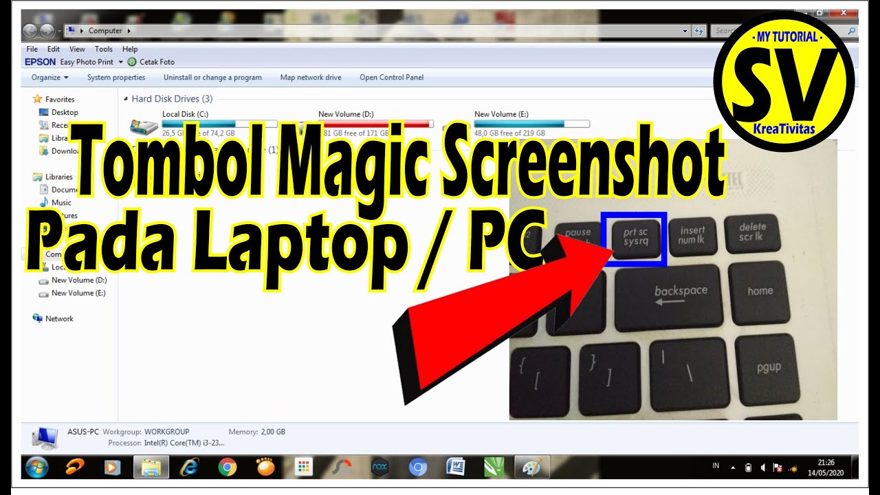 Cara Screenshot di Laptop Asus, dell, acer, Toshiba, Axioo, Sony vaio