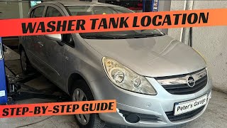 Opel Corsa D Windscreen Washer Tank location replacement