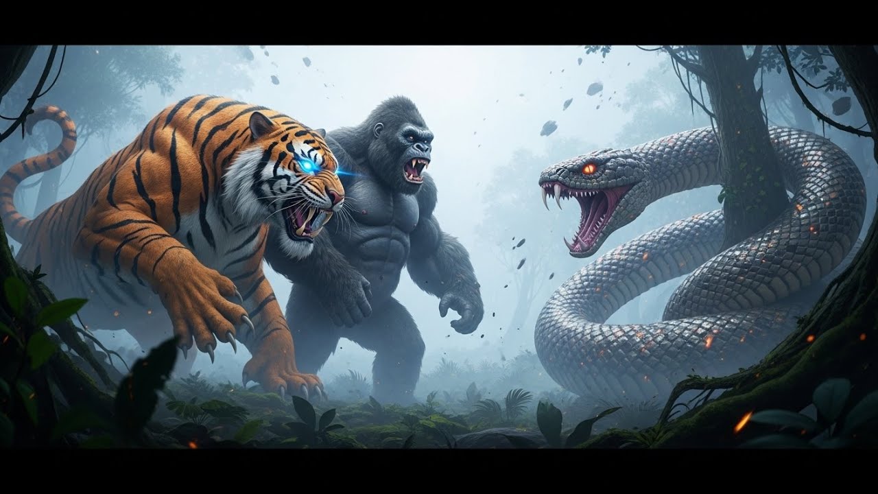 Epic Clash: King Kong and the Giant Tiger King vs Titanoboa, Monster Movie