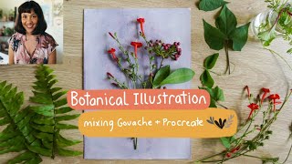 Botanical Illustration: Mixing Gouache + Procreate