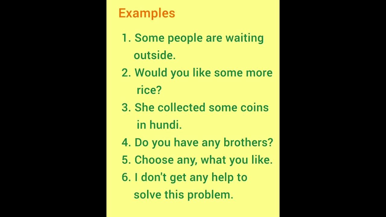 How to use some and any in a sentence?/Crack the books/wordmeaning 