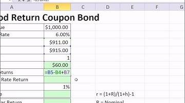 ACCTG 455: Excel Finance Class 91: Period (Holding) Nominal, Real & Dollar Returns For Coupon Bond