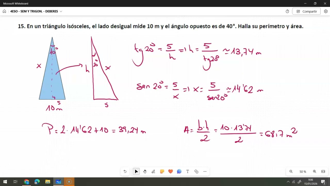 VÍDEO 5 - SOLUCIONES DE LOS EJERCICIOS DE RESOLUCIÓN DE TRIÁNGULOS (2ª PARTE)