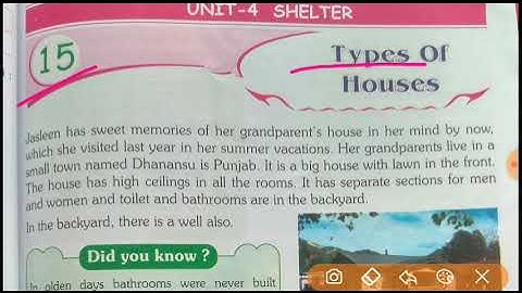 Class-4, EVS, chapter-15 Types of houses, part-1
