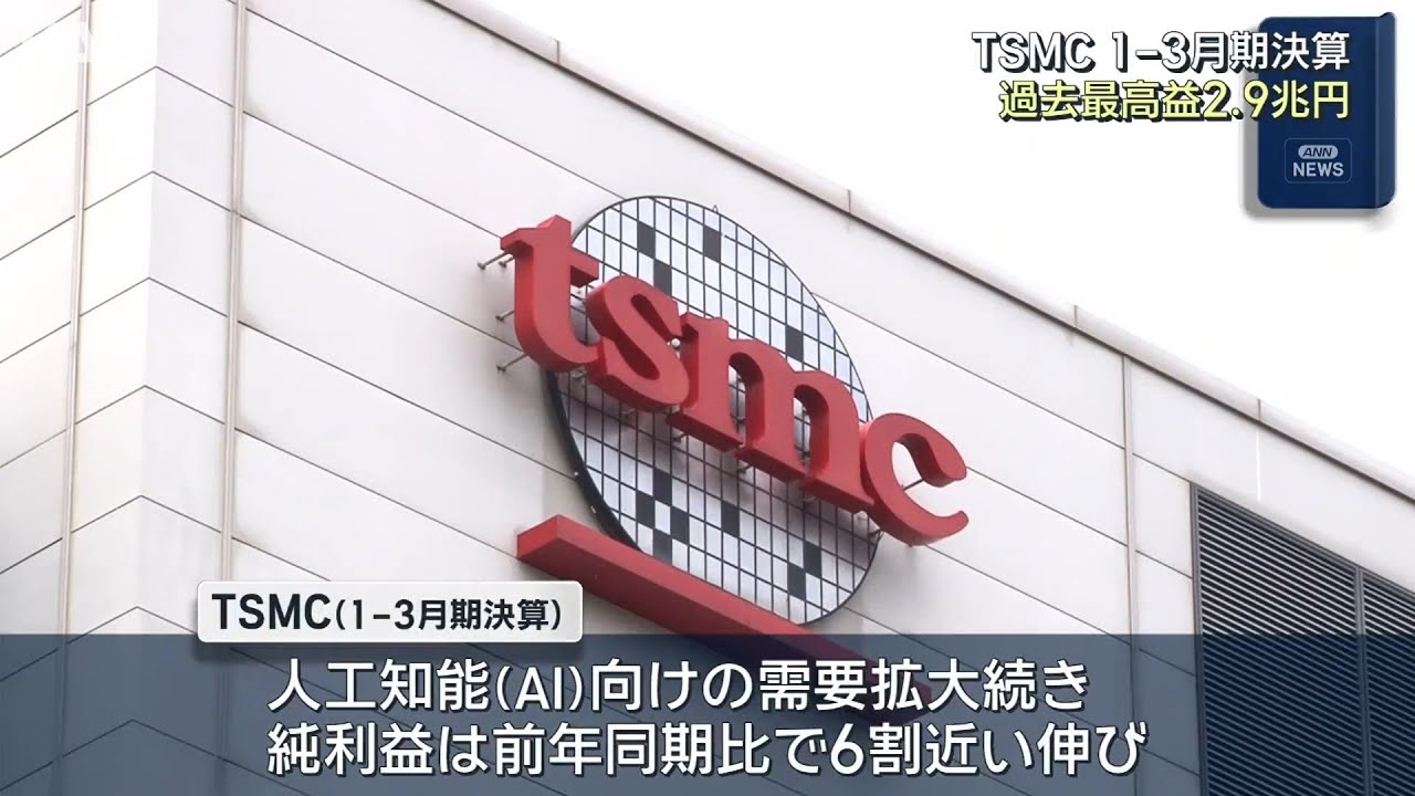 台湾TSMC 3月期決算2.9兆円過去最高益 AI向け需要が好調｜くまもto台湾