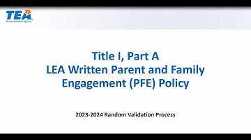 23-24 Title I, Part A Campus Written Parent & Family Engagement Policy Random Validation Monitoring