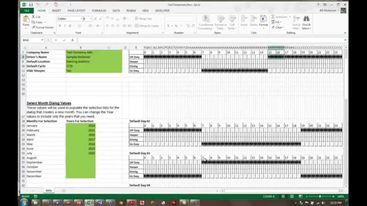 install and customize the hos timesheet template youtube
