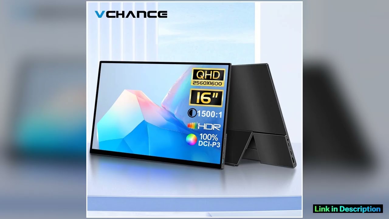 VCHANCE 16 Inch 25K Portable Monitor 1610 25601600p 100DCIP3 500Nit Travel Second Gaming Display fo