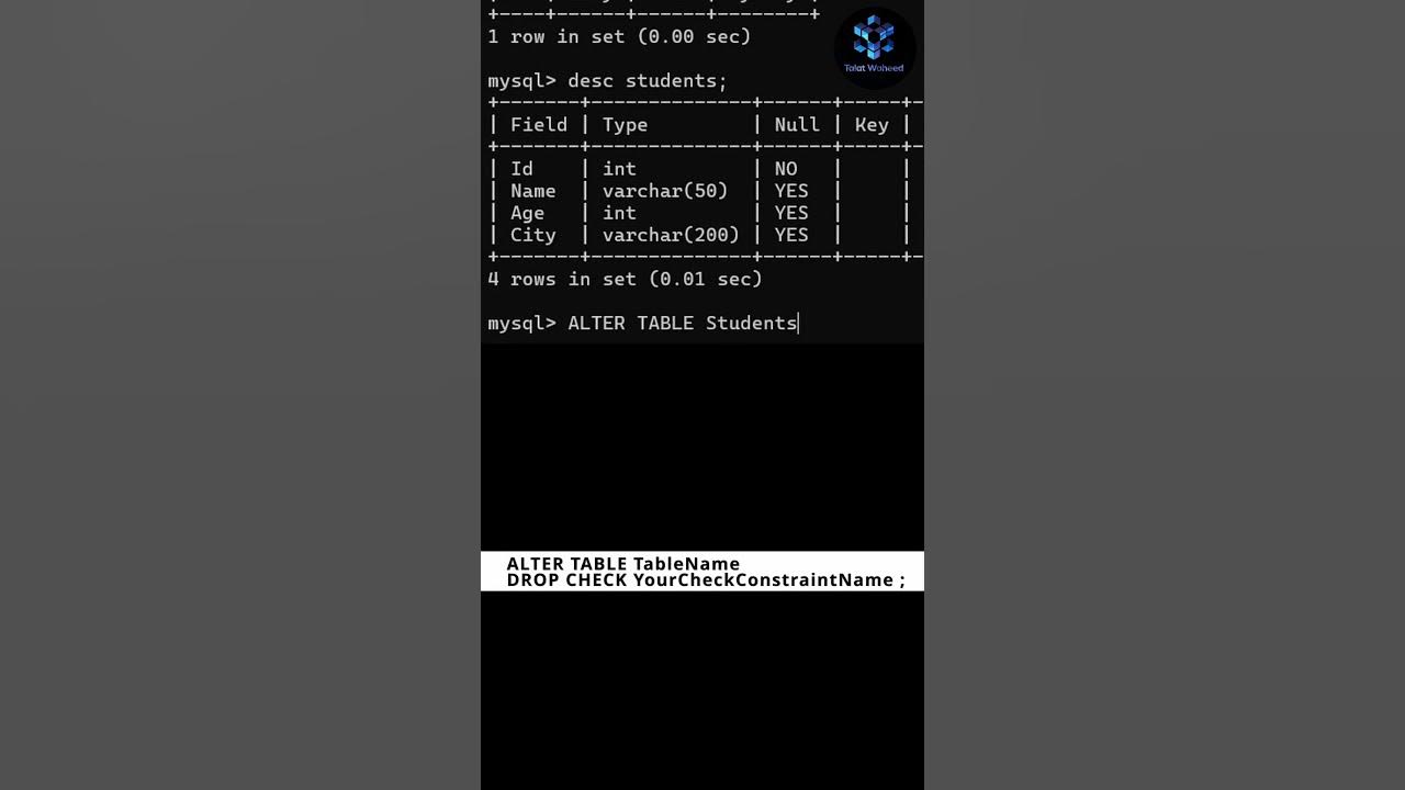 how to DROP a CHECK Constraint in MySQL? | How to REMOVE CHECK ...