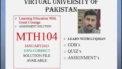 Mth104 Assignment 2 Solution 2023