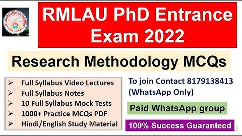 Dr. RMLAU, Ayodhya PhD Entrance Exam 2022|  Most Imp MCQs On  Research Methodology | RMLAU, Ayodhya