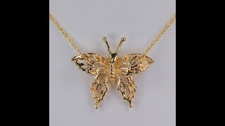 ESTATE - 14K Yellow Gold Butterfly Necklace 18