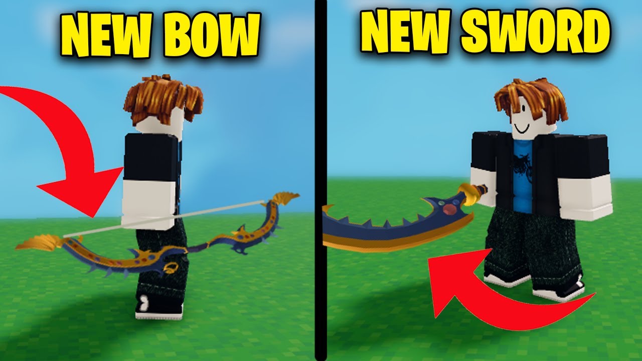 New bow and New sword in Roblox Bedwars YouTube