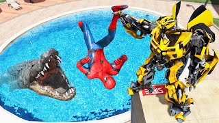 GTA 5 Water Ragdolls Spiderman vs Bumblebee Jumps/Fails #2 (Euphoria Physics)