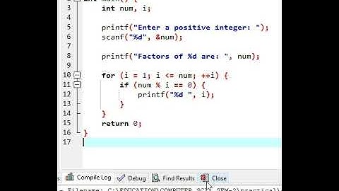 display factors of a number in c program #shorts #factors #cprogram