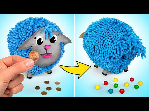 Как сделать забавную овечку-копилку с автоматом, выдающим жвачки