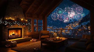 Peaceful New Year's Eve 2026 🎇 Cozy Porch Ambience with Relaxing Jazz, Fireworks \u0026 Fireplace Sounds