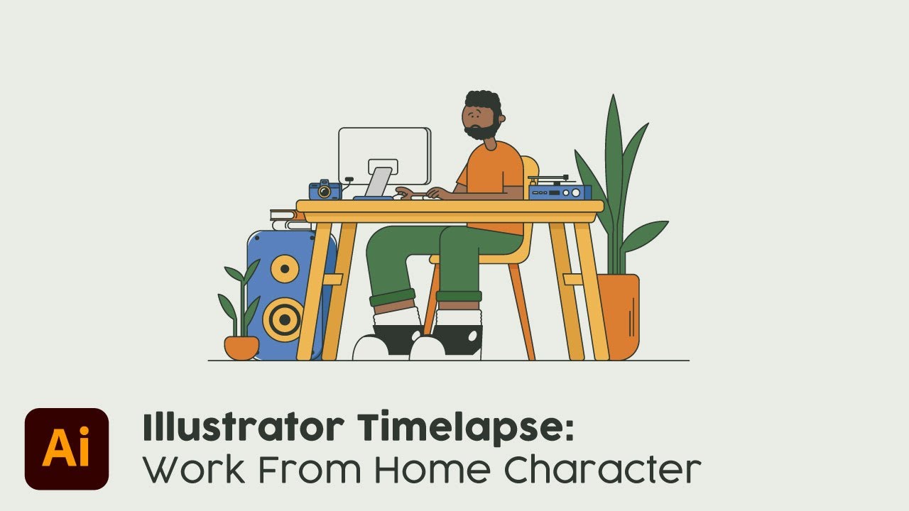 Illustrator Timelapse: Work From Home Character