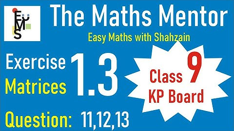 Chapter 1 Exercise 1.3 Matrices | Class 9th | Maths Question 11-12-13