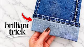Genius Hack to Fix Long Baggy Pants in 10 Seconds Without a Taylor ❌ no sewing machine ❌