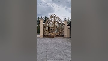 Cổng tự động siêu to khổng lồ, cổng nhôm đúc và motor tay đòn 24V