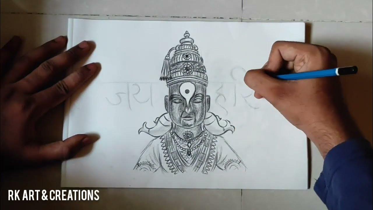 Vitthal drawing easy step by step | Vithu mauli simple sketch ...