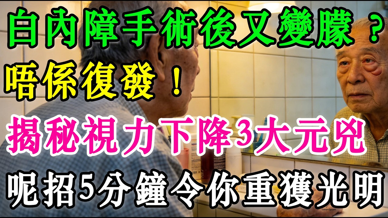 白內障手術後又變朦？唔係復發！揭秘視力下降3大元兇：呢招5分鐘令你重獲光明！ #白內障 #白內障手術 #後囊混濁 #二次白內障 #人工水晶體 #眼科醫生 #視力模糊 #乾眼症 #黃斑部病變 #眼睛保養