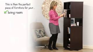 Prepac 64″ 4-Sided CD DVD Spinning Media Storage Tower in Black South Shore Reveal Revolving Bookcase