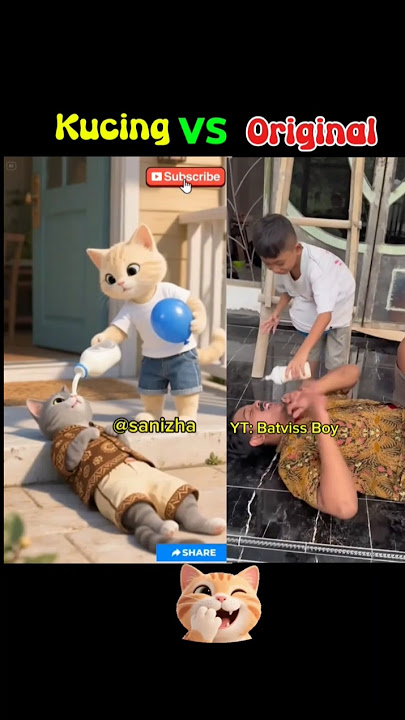 Bapak kucing minum susu 😁 #kucing #animasi #comedy #funny #lucu