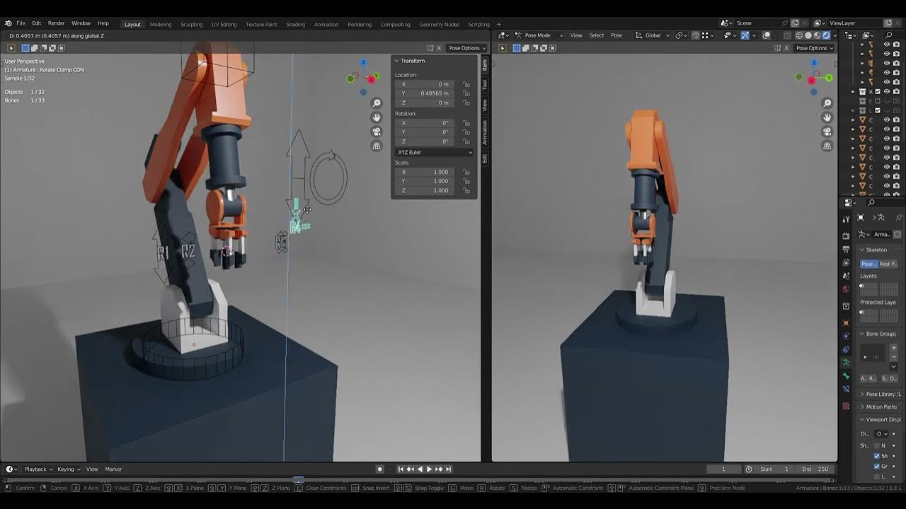 Industrial robot arm rig demo Blender YouTube
