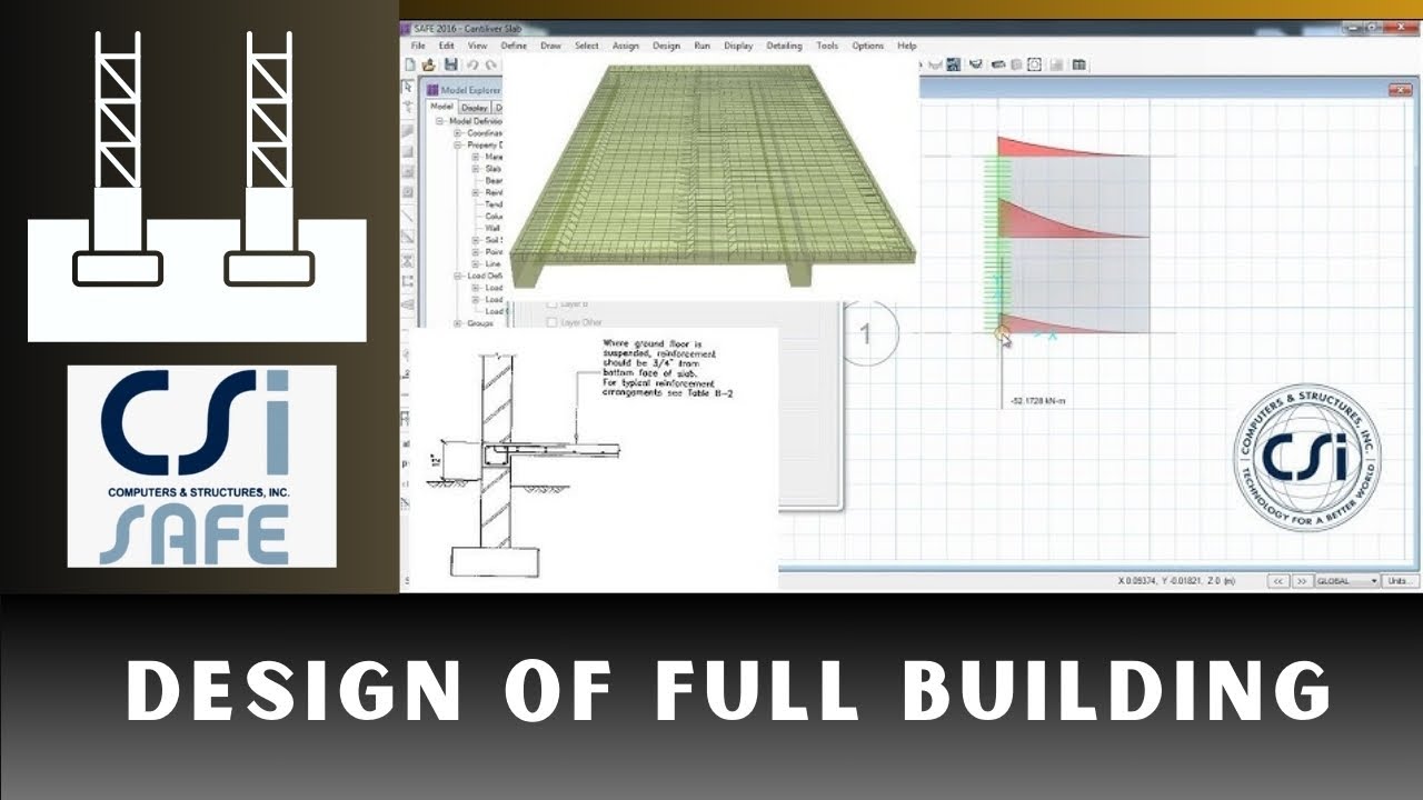 CSI SAFE Course - 21 Design of Full building, Export from CSI ETABS or ...