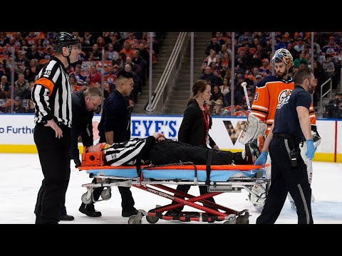 NHL: Injury to the Linesman(Leaves Game)