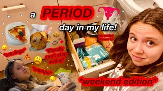 a period day in my life *WEEKEND EDITION* \/\/ getting ready to have my period at school!